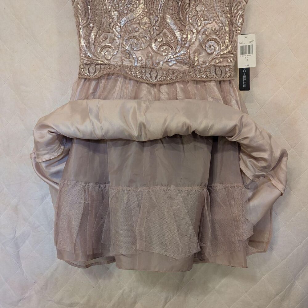 My Michelle Champagne Sequin Formal Mini Dress Size 13 - Picture 5 of 8